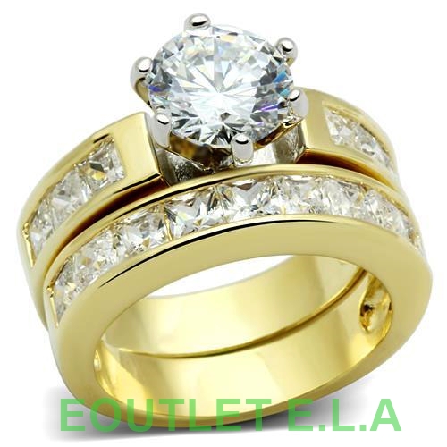 5.5CT CZ SOLITAIRE PLUS WEDDING SET 18KGP-size 9